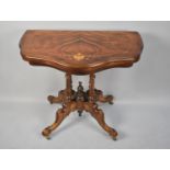 A Mid/Late 20th Century Lift and Twist Top Games Table on Four Turned Supports, Scrolled Feet,