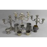 A Collection of Various Metalwares to comprise Pair of Three Branch Candelabra, Four Branch