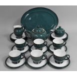 A Denby Glazed Tea Set to comprise Cups, Saucers, Side Plates, Oval Platter, Teapot, Milk Jug and