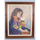 A Large Framed Oil on Board, Portrait, "Melanie", 45x60cm