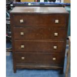 A Mid 20th Century Oak Four Drawer Chest, 75cm wide