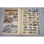 A Vintage Scrapbook Containing Cigarette Cards, Magazine Pages, Prints etc