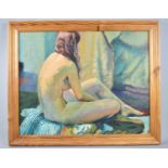 A Framed Oil on Board, Seated Nude, 50x39cm