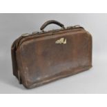 A Vintage Leather Bag with Remnants of L&NWR Label, 55cm Wide