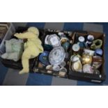 Three Boxes of Various Ceramics, Glass, Vintage Dolls Etc