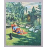 An Unframed Oil on Board by Michael Brown, Summer Garden Scene, Dated 1980, 53x68cm