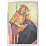 A Framed Full Length Portrait of Seated Girl, "The Pensive Sitter" by James Davis, 60x90cm