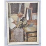 A Framed oil on Board, "Mary Painting in the Studio", Monogrammed JD '86, 39x55cm