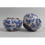 A Pair of Modern Chinese Cloisonne Pots of Globular form on White Ground, 8.5cm high, some condition