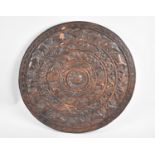A Carved African Circular Table Top Decorated with Animals, 49cm Diameter