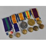 A Small Collection of Medal Ribbons and Military Buttons together with Two WWI Medals Awarded to