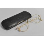 A Pair of Vintage Gold Plated Spectacle Frames in Case