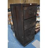 A Vintage Wooden Four Drawer Filing Cabinet, 51cm wide and 132cm high