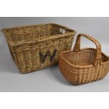 A Wicker Laundry Basket Together with a Wicker Shopping Basket