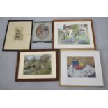 A Collection of Three Pastel Drawings, Watercolour of Summer Garden and a Framed Engraving of York