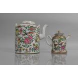 A 19th century Chinese Porcelain Canton Famille Rose Miniature Teapot decorated with Figures and