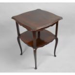 An Edwardian Mahogany Two Tier Occasional Table on Cabriole Supports, 53cms Square