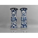 A Pair of 19th Century Chinese Porcelain Vases of Gu Form, Decorated with Antique Vase of Flowers
