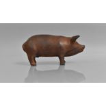 A 19th Cast Iron Pig, Realistically Modelled and Painted, 16cm Long