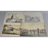 A Collection of Four Unframed Watercolours, Cattaro 1851, Welsh Bridge at Shrewsbury by E.Jones,