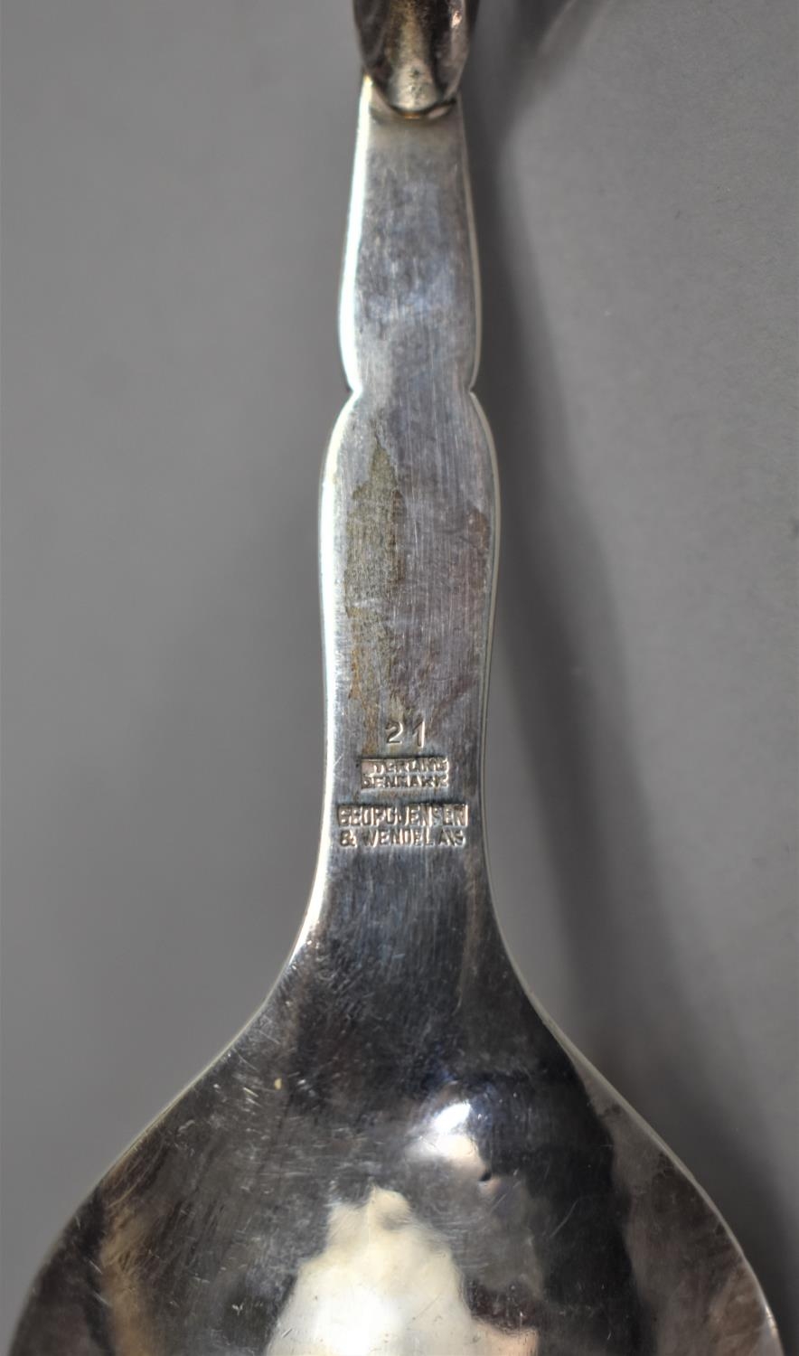 A Georg Jensen Silver Serving Spoon, No 21, Stamped Sterling, 16cms Long - Image 2 of 2