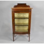 An Edwardian String Inlaid Display Cabinet with Galleried Back, 66cms Wide