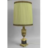 A Gilt Mounted Alabaster Table Lamp of Vase form with Shade, 42cms High