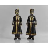 A Pair of Large Russian Cold Painted Cossack Figures in the Manner of Faberge, Modelled as Kudinov