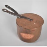 A Small 19th century Copper Saucepan with Lid, Iron Handles, 12cms Diameter