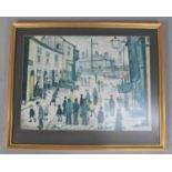 A Framed Print After L.S Lowry, 'A Procession 1937' 60x44cms