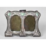 An Art Nouveau Style Silver Mounted Double Miniature Photo Frame with Easel Back, 11cms Wide