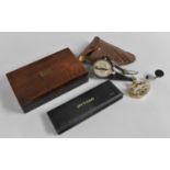 A Collection of Various Items to Comprise Vintage Nivelator Gauge in Leather Pouch, Morse Coding