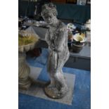 A Large Reconstituted Stone Garden Figure, Standing Classical Maiden Clutching Robe, 117cm