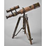A Reproduction Desktop Brass Telescope on Tripod Stand as Made by Kelvin and Hughes, London 1917