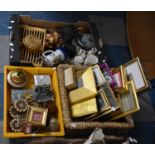 A Collection of Various Sundries to comprise Boxes, Mother of Pearl Examples, Photo Frames, Farmed