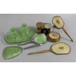 A Collection of Mid/Late 20th Century Dressing Table Items to Comprise Part Green Glass Dressing Set