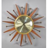 A Vintage Starburst Battery Operated Wall Clock by Paico, 39cms Diameter