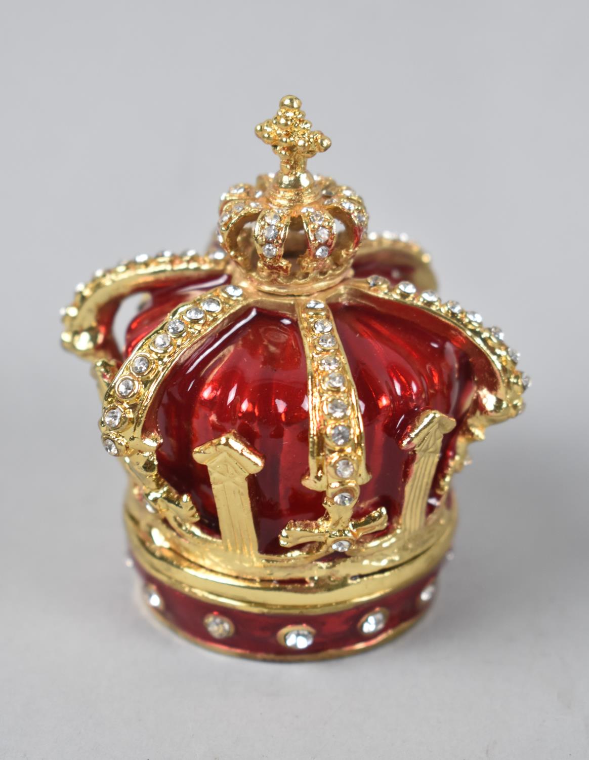 A Modern Enamelled Novelty Box in the Form of a Crown