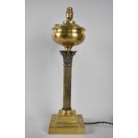 A Late 19th Century Brass Corinthian Column Table Lamp, Once Oil but now Converted to Electricity,