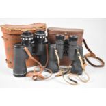 A Pair of Cased Pathescope 8-14x50 Binoculars together with a Cased Pair of Liebermann Gortz 10x50