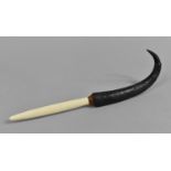 A Vintage Letter Opener with Ivorine Blade and Chamois Antler Handle, 23cms Long