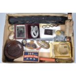 A Collection of Curios to inlude Daguerreotype Photo, Cameo, Button Hook, GPO Badge, Letter