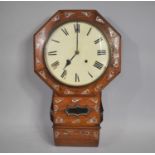 A Late Victorian Rosewood and Mother of Pearl Inlaid Octagonal Drop Dial Wall Clock, Compete with