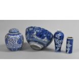 A Collection of Oriental Blue and White to Comprise Japanese Scalloped Edged Bowl, Chinese Ginger