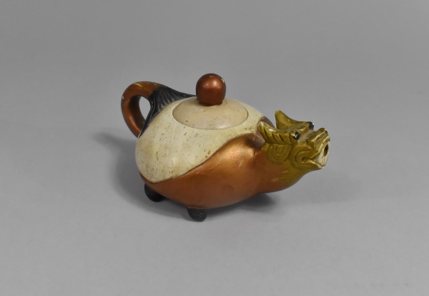 A Chinese Archaic Style Teapot in the Form of a Dragon, 15cm wide - Image 4 of 6