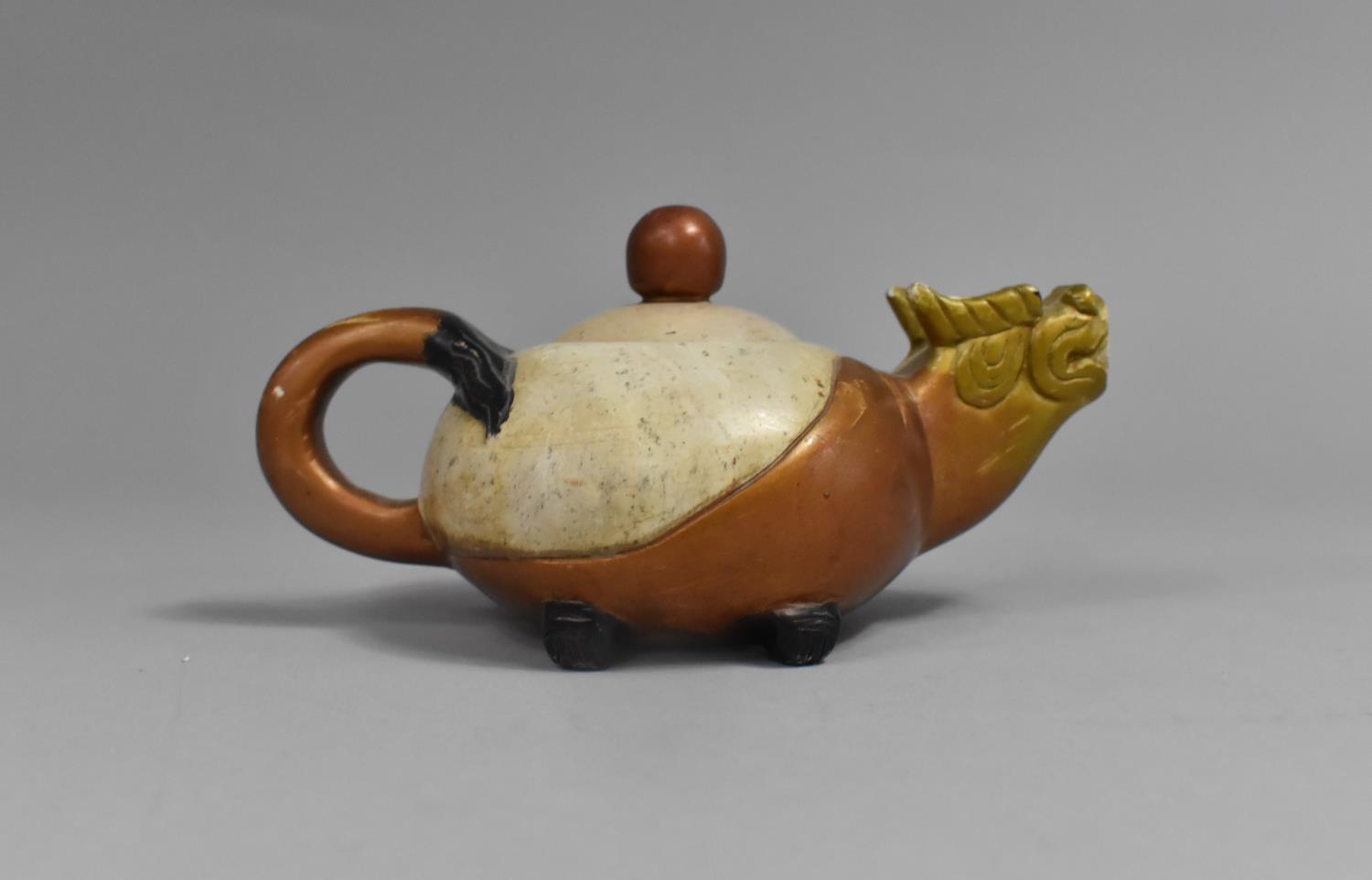 A Chinese Archaic Style Teapot in the Form of a Dragon, 15cm wide - Image 3 of 6