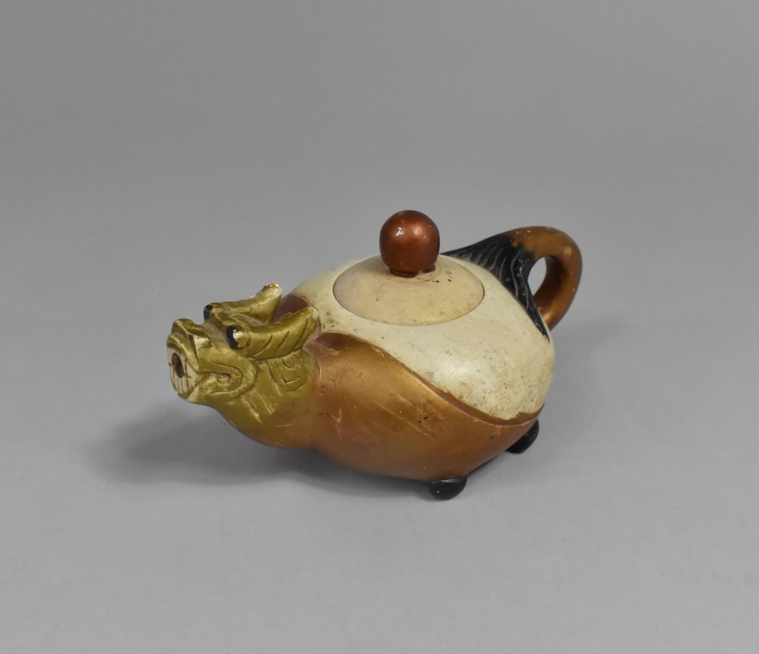 A Chinese Archaic Style Teapot in the Form of a Dragon, 15cm wide - Image 5 of 6