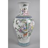 A Large Reproduction Chinese Vase Decorated in the Famille Rose Palette with Elders and Deer in