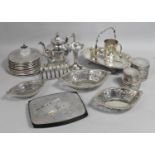 A Collection of Various Silver Plate to Comprise Collection of Place Mats, Baskets, Teapot, Vase,