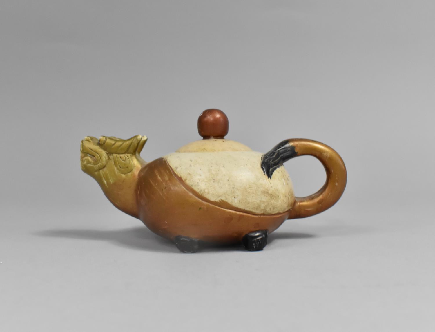 A Chinese Archaic Style Teapot in the Form of a Dragon, 15cm wide